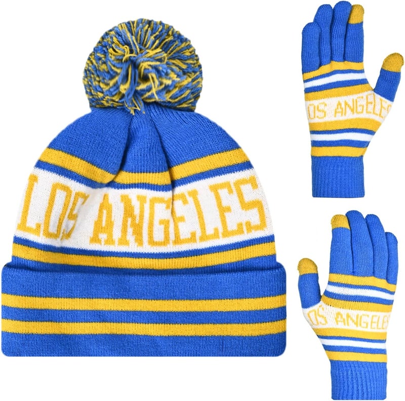 mtstaowe Vintage Classic Skull Cap Beanie Hat Cuffed Winter Hat Knit Comes with Warm Gloves Gifts for Men Women Fans - Image 1